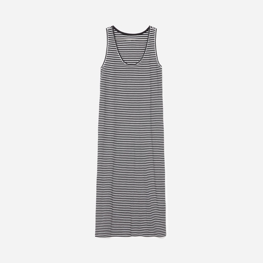 Everlane Cotton Tank Maxi Dress Black & White Stripes